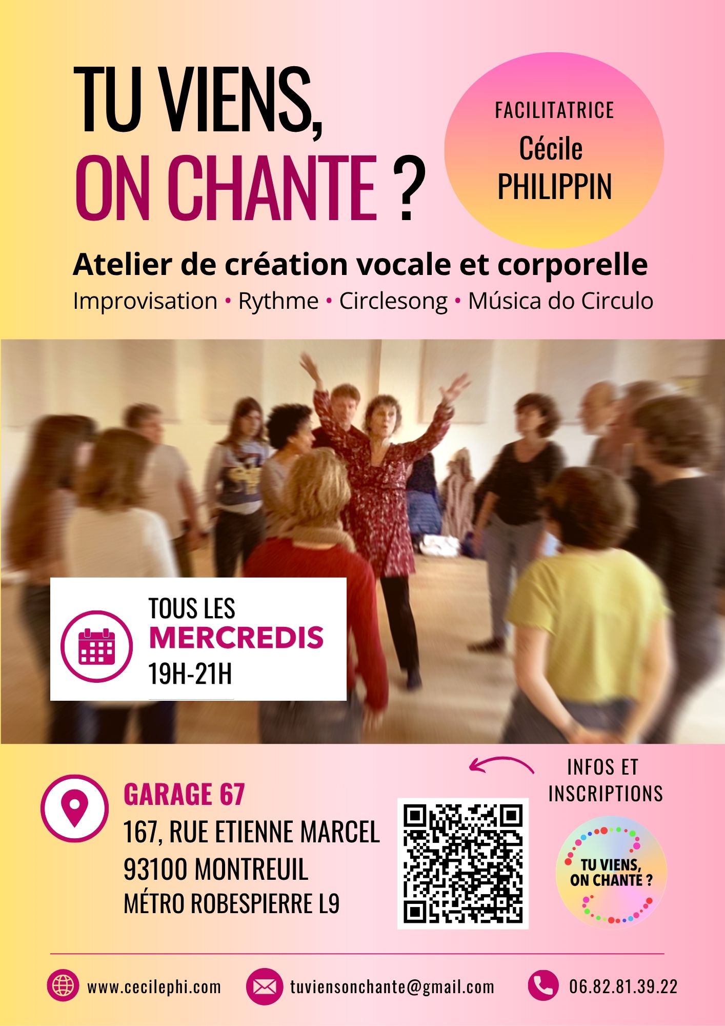 Atelier de création vocale et corporelle à Montreuil